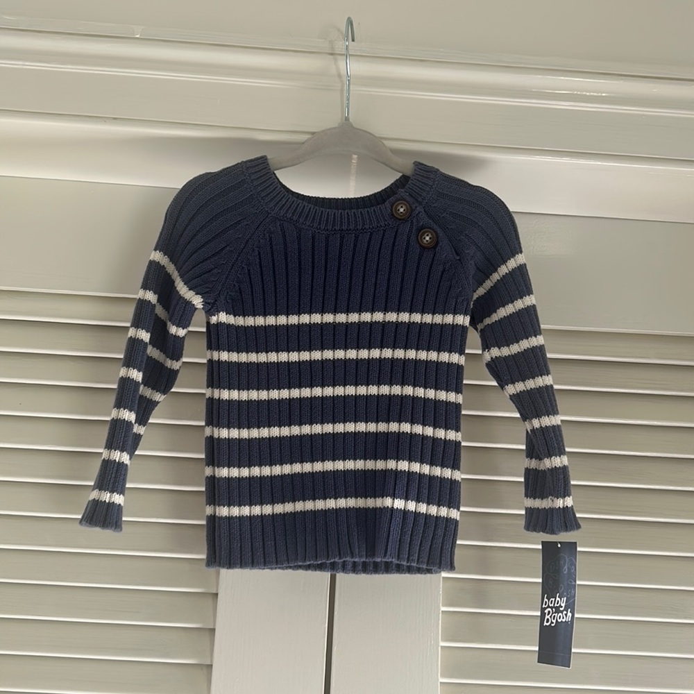 NWT Baby B’gosh blue white striped knit sweater, 9M